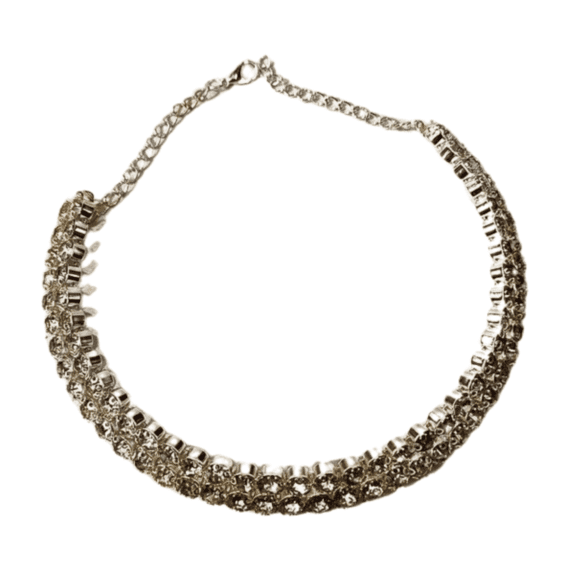 2 Line BIG Diamond Studded Necklace for Girls and Women Jewellery.