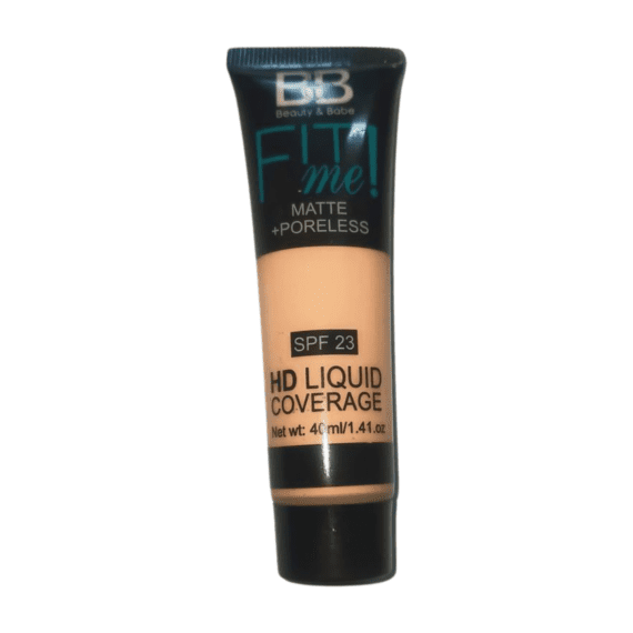 BEAUTY & BABE FIT ME MATTE + PORELESS SPF23 HD LIQUID COVERAGE. NET WT 40ML/1.41.OZ