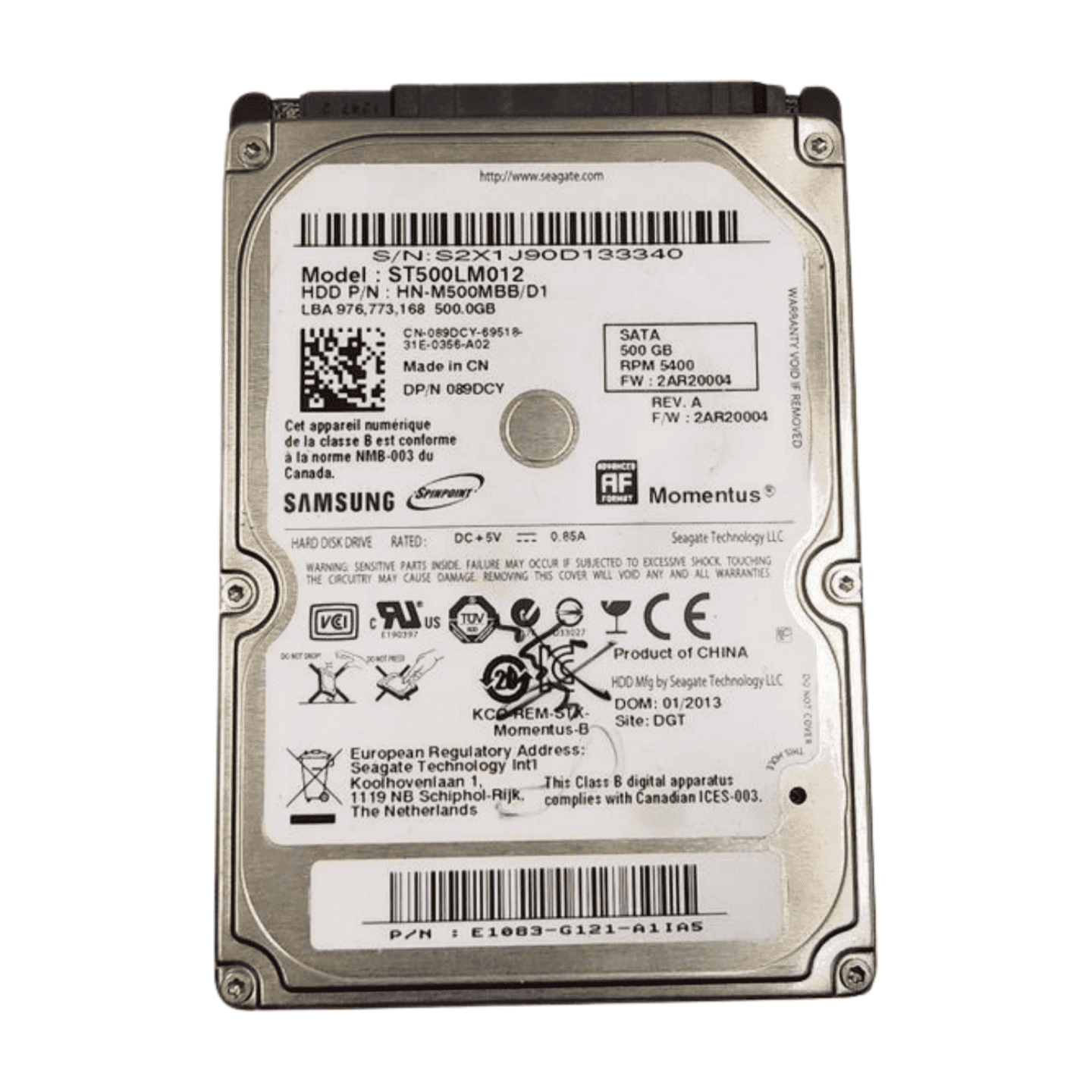REFURBISH Samsung Seagate 500 GB Hard Disk Drive Model ST500LM012