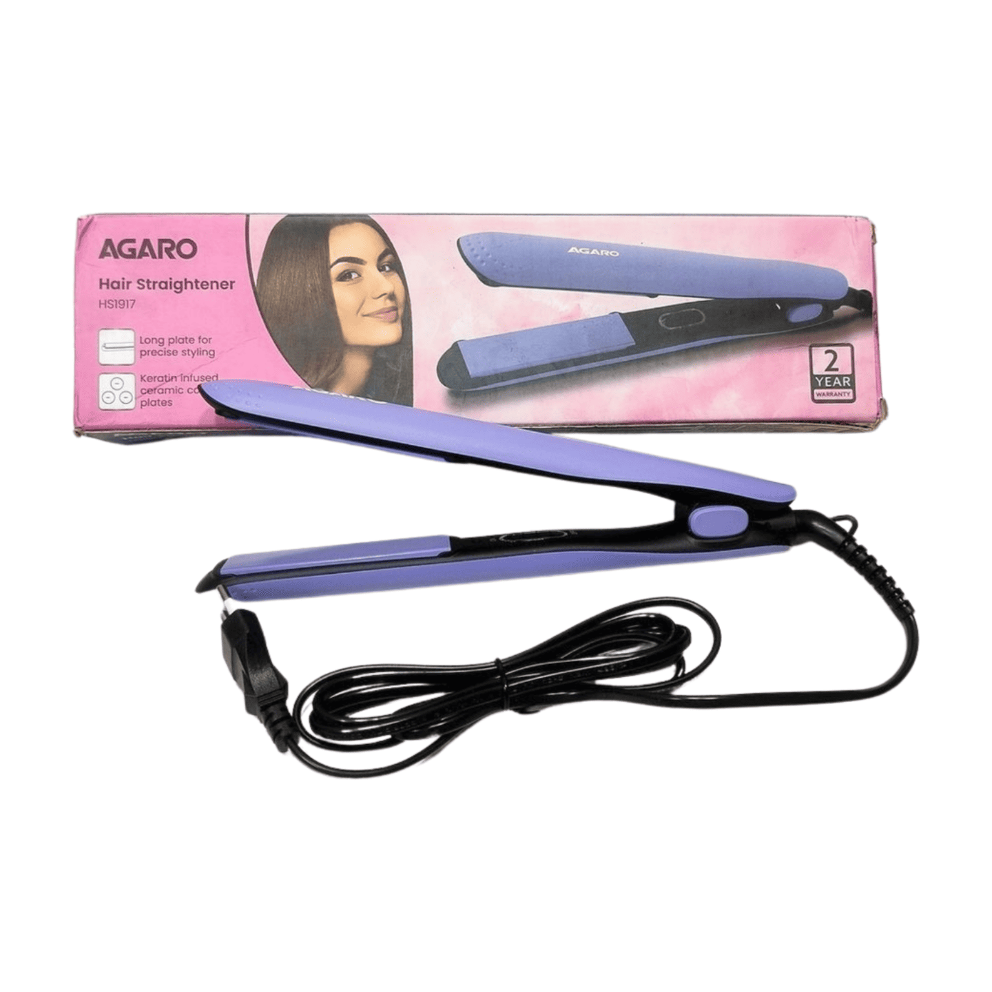 AGARO Professional Hair Straightener with Long Ceramic Plates, Keratin-Infused Coating. HS1917